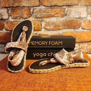 NALHO Yoga Mat Memory Foam Espadrilles Sandal Ganika Velvet Bronze Women 8